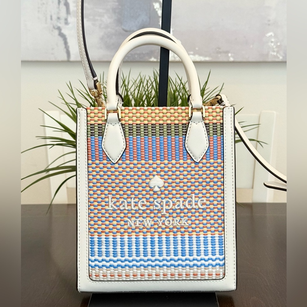 Kate Spade Ellie Stripe Straw Small Tote